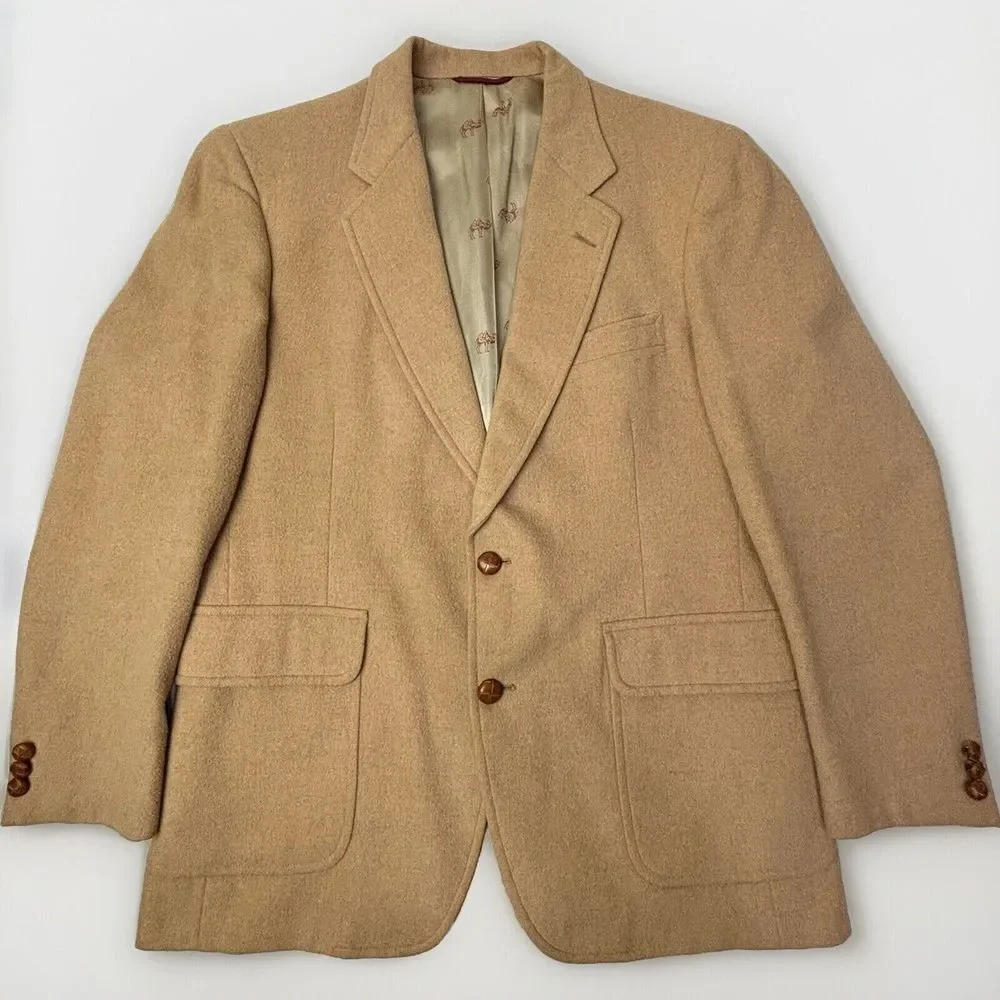 VTG Jos A Bank Executive 100% Camel Hair‎ Blazer Sport Coat Classic Mens 42R EUC